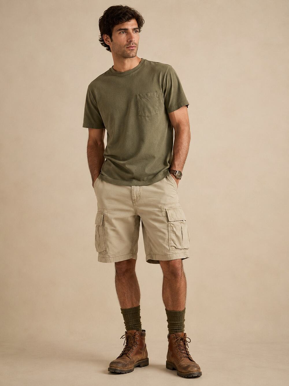 Levi's Cargo Shorts Mens Beige 100% Cotton Utility Outdoors 31